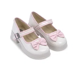 JM Looks Women Stylish Comfortable Block Heel Bow Mary Jane with Adjustable Straps Heel image 4