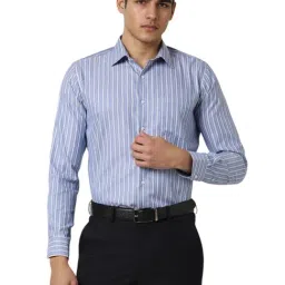 Van Heusen Blue Cotton Slim Fit Striped Shirts-picture-13