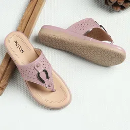 PICSON Women Textured T-Strap Flats with Laser Cuts-picture-37