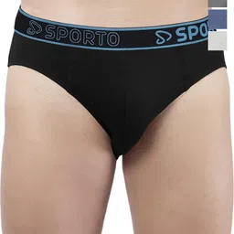Sporto by Macho Men Pack Of 4 Combed Cotton Basic Briefs Sporto_M1010-B1-CH1-Dnm1-G1-S-picture-34