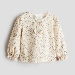 H&M Girls Beige Bow-Detail Cotton Blouse-picture-32