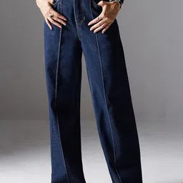 Miss Chase Women Wide Leg High-Rise No Fade Non Stretchable Jeans-image-53