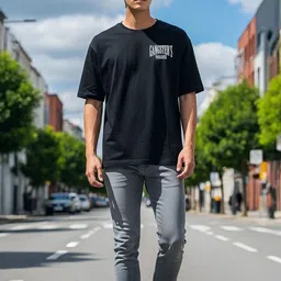 SZN Men Black Printed Oversized Sleeves T-shirt image 4