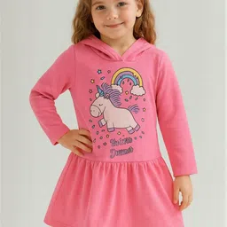 YK Girls Pink BLENDED Printed A-Line Dresses-picture-31