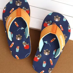 Cute Walk by Babyhug Slip On Flip Flops Teddy Print  -Blue & Brown-picture-37