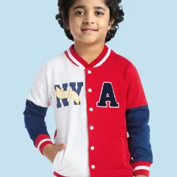 Babyhug Full Sleeves Front-Open Bomber Jacket With Embroidery Detailing - Multicolour-picture-28