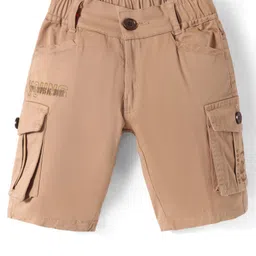 Olio Kids Knee Length Denim Shorts with Foil Text Print - Tan image 1