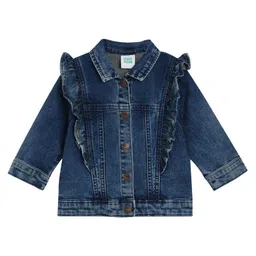 MINI KLUB Cotton Full Sleeves Frill Detailed Solid Jacket - Blue-picture-33