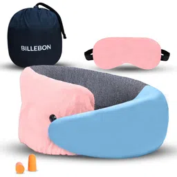 Billebon Premium Pink Elongated Contour Memory Foam Neck Pillow-picture-17