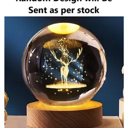 ADKD 3D Crystal Ball LED Night Lamp with Wooden Base Decorative Light for Kids Room, Bedroom & Home Decoration (Random Design)-picture-39