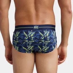 Jockey Men's Navy Super Combed Cotton Elastane Stretch Printed Brief image 4