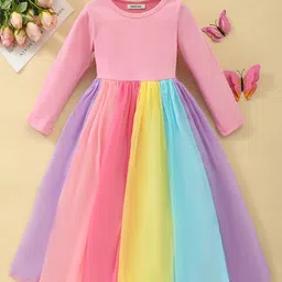 INCLUD Girls Colourblocked Fit & Flare Midi Dress image 1