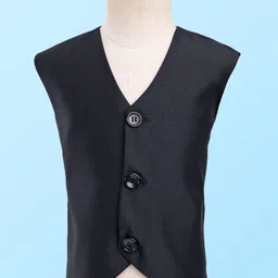 Rikidoos Full Sleeves Solid 4 Piece Party Suit Set With Tie - Black image 4