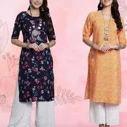 Ethnic basket Women Pack Of 2 Multicoloured Crepe Kurtas-picture-36