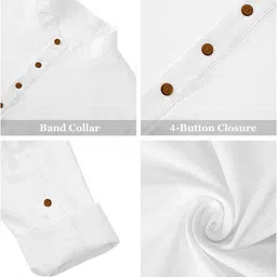 Zombom Men Mandarin Collar Roll-Up Sleeves Straight Kurta image 2