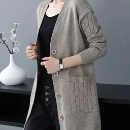 StyleCast Women V-Neck Long Sleeves Longline Cardigan-image-93