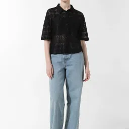 Only Black Self Design Shirt image 5