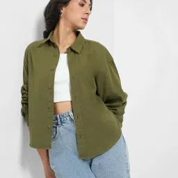 People by Pantaloons Green Casual Shirt image 5