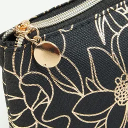 Ginger by Lifestyle Black & Golden Printed Free Size Toiletry Pouch image 5