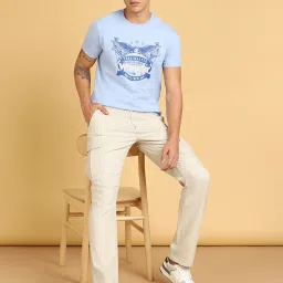 Wrangler Sky Blue Regular Fit Graphic Print Cotton Crew T-Shirt image 5