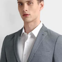 Arrow Blue Slim Fit Texture Blazer image 5