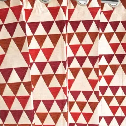 Saral Home Red Polyester Geometric Curtain image 2