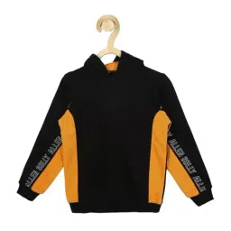 Allen Solly Junior Black & Yellow Color Block Full Sleeves Hoodie-picture-41