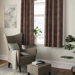 Bianca HOUSE OF LUX Brown Faux Silk 5 Ft. Window Curtain - Set of 2-picture-3