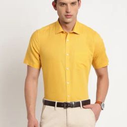Turtle Yellow Cotton Linen Slim Fit Shirt-picture-26