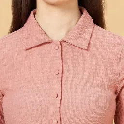 SF Jeans by Pantaloons Peach Self Pattern Crop Shirt image 5