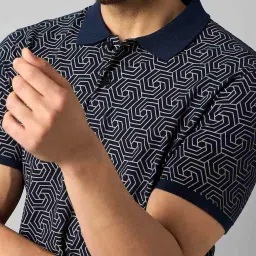 Club York Navy Regular Fit Printed Polo T-Shirt image 5