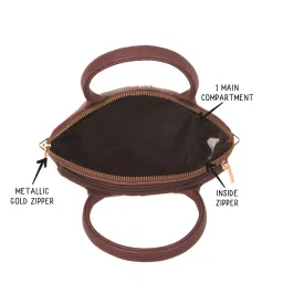 Baggit Brown Textured Extra Small Bowling Bag image 5