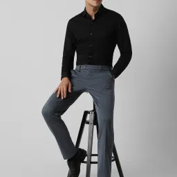 Van Heusen Grey Regular Fit Texture Trousers image 5