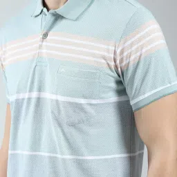 Monte Carlo Green Regular Fit Striped Polo T-Shirt image 5