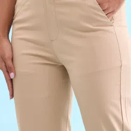 Go Colors! Beige Mid Rise Formal Trousers image 5
