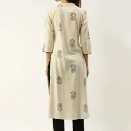 Rajnandini Beige Cotton Printed Straight Kurta image 2