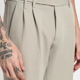 showoffff Showoff Light Green Straight Fit Formal Trousers image 5