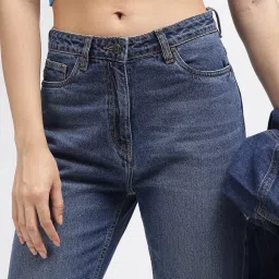 Elle Blue Cotton Relaxed Fit Mid Rise Jeans image 5