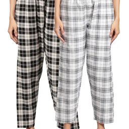 Kryptic White & Black Cotton Checks Lounge Pants (Pack Of 2)-picture-17
