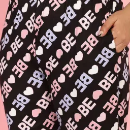 Gracit Black Cotton Printed Top With Pyjamas image 5