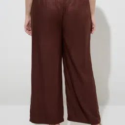 Gia by Westside Dark Brown Solid Mid-Rise Pants image 2