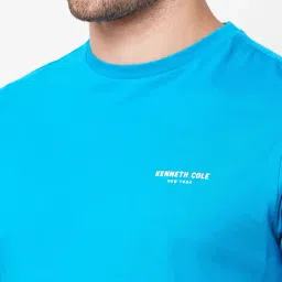 Kenneth Cole New York Medium Blue Slim Fit Cotton Crew T-Shirt image 4