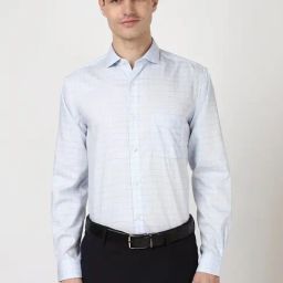 Peter England Blue Cotton Regular Fit Checks Shirt-picture-11