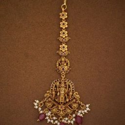 Kushal's Fashion Jewellery Ruby Gold Polished Antique Tikka For women-picture-27