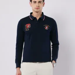 U.S. Polo Assn. Blue Cotton Regular Fit Embroidered Polo T-Shirt-image-6