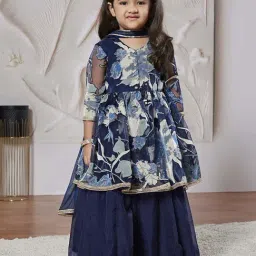 VASTRAMAY Girls Navy Blue Lehenga with Choli and Dupatta Set image 4