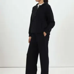 Femmella Black Cotton Relaxed Fit Hoodie-image-44