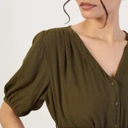 Femmella Green Regular Fit Dress image 5