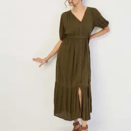 Femmella Green Regular Fit Dress image 3