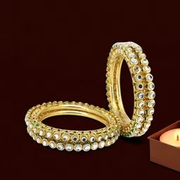 FEMMIBELLA Set Of 4 Gold-Plated Kundan Studded Bangles image 1